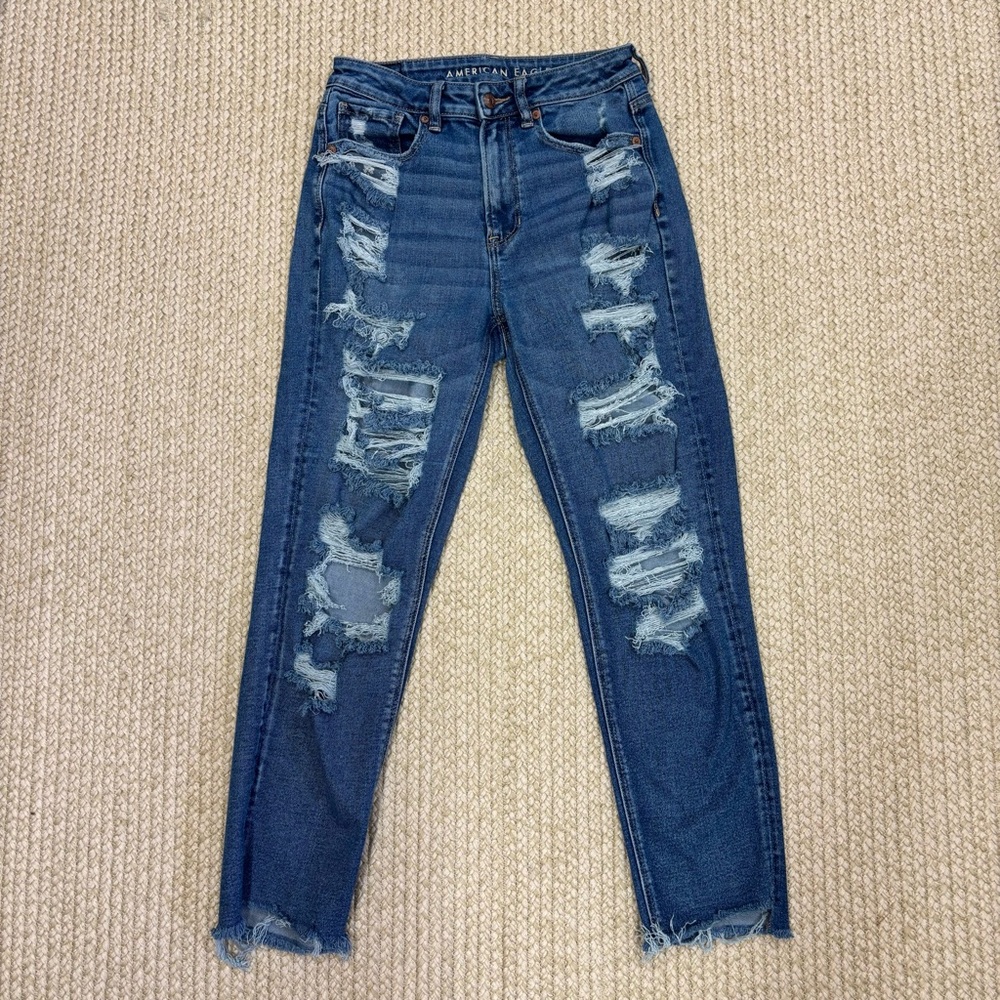 American Eagle Women’s Jeans Bundle Size 6 – ‘90s Skinny + Distressed Mom Jeans - Picture 11 of 16